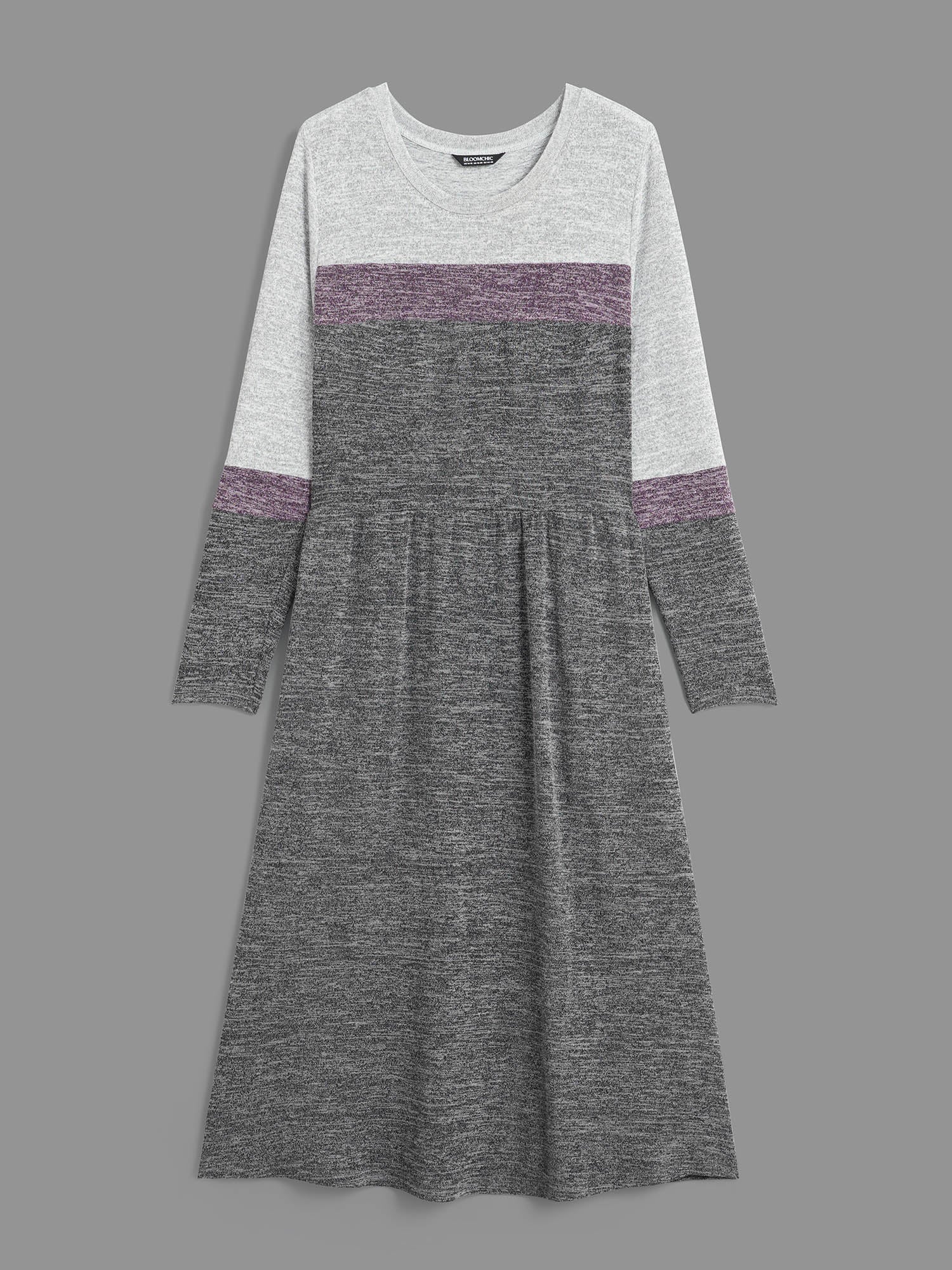 Contrast Patchwork Elastic Waist Knit Dress