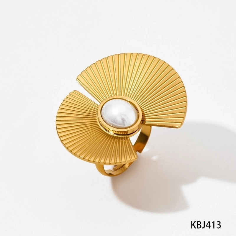304 Stainless Steel 16K Gold Plated White Gold Plated Gold Plated Minimalist Classic Style Plating Sector Rings Earrings Necklace