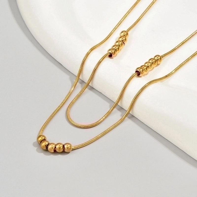 IG Style Minimalist Solid Color 304 Stainless Steel Titanium Steel 18K Gold Plated Plating Layered Necklaces