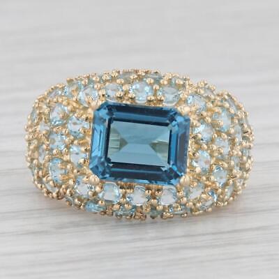 8.50ctw London Blue Topaz Pave Ring 14k Yellow Gold Size 7.25 Cocktail