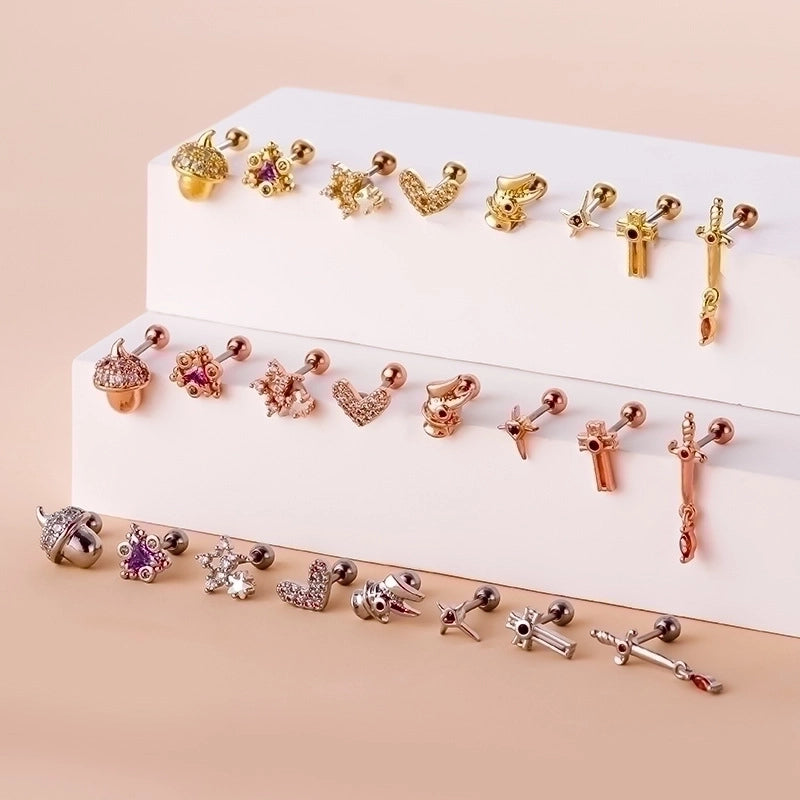Ear Cartilage Rings & Studs Fashion Geometric 316L Stainless Steel  Copper Plating