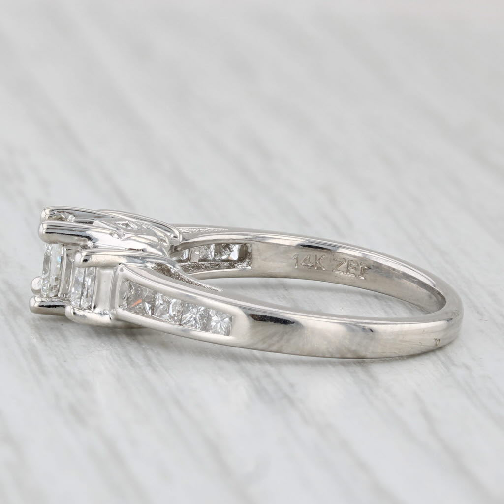 1.45ctw Princess Diamond 3-Stone Engagement Ring 14k White Gold Size 6.75