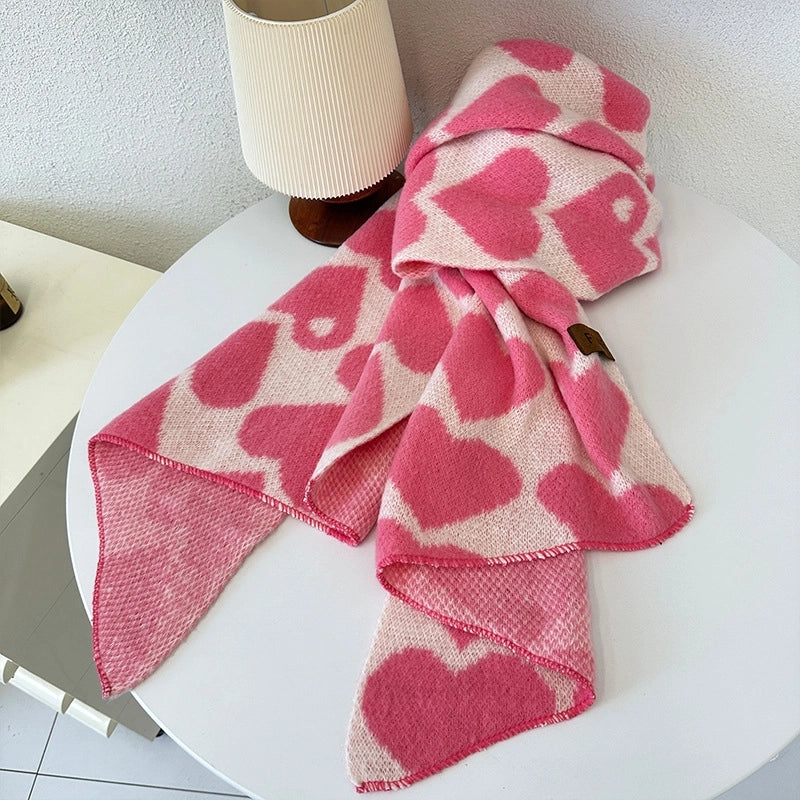 Women's Basic Classic Style Heart Shape Polyester Scarf