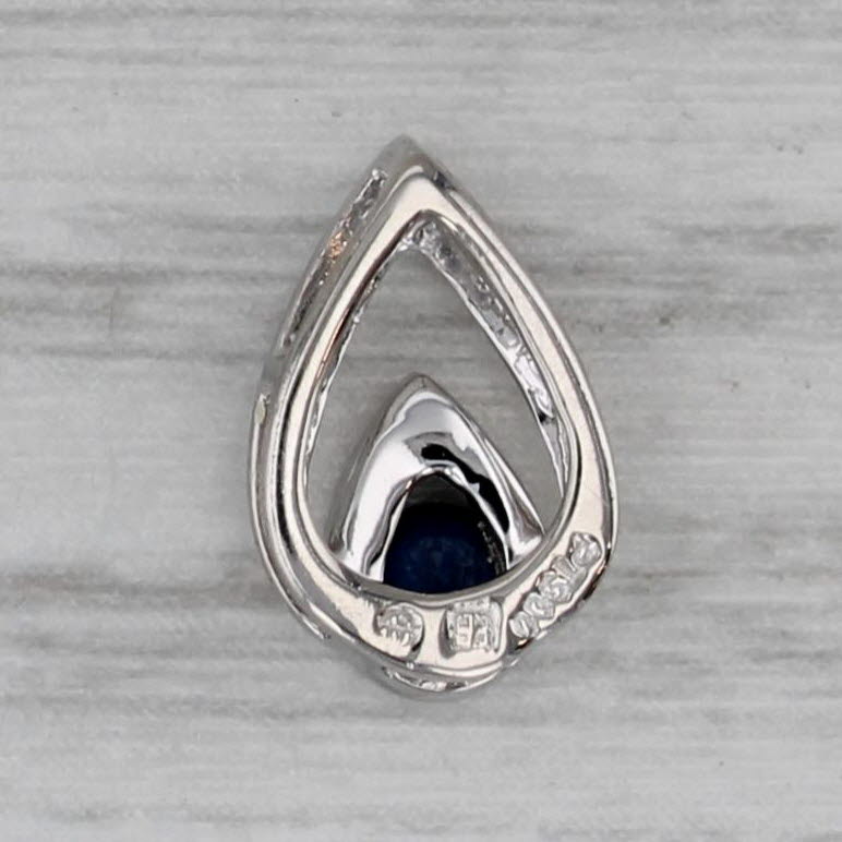 0.10ctw Small Blue Sapphire Teardrop Pendant 900 Platinum