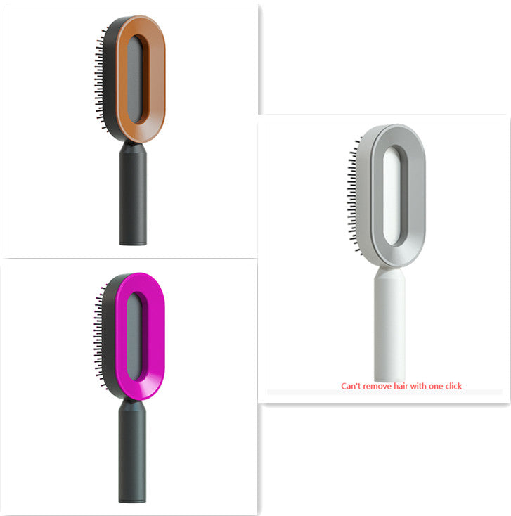 Self-cleaning hairbrush for women. One-button cleaning airbag to prevent hair loss