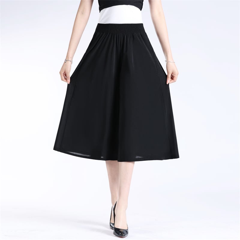 (Hot Sale-49% OFF) Women's High Elastic Waist Pleated Chiffon Wide Leg Culottes