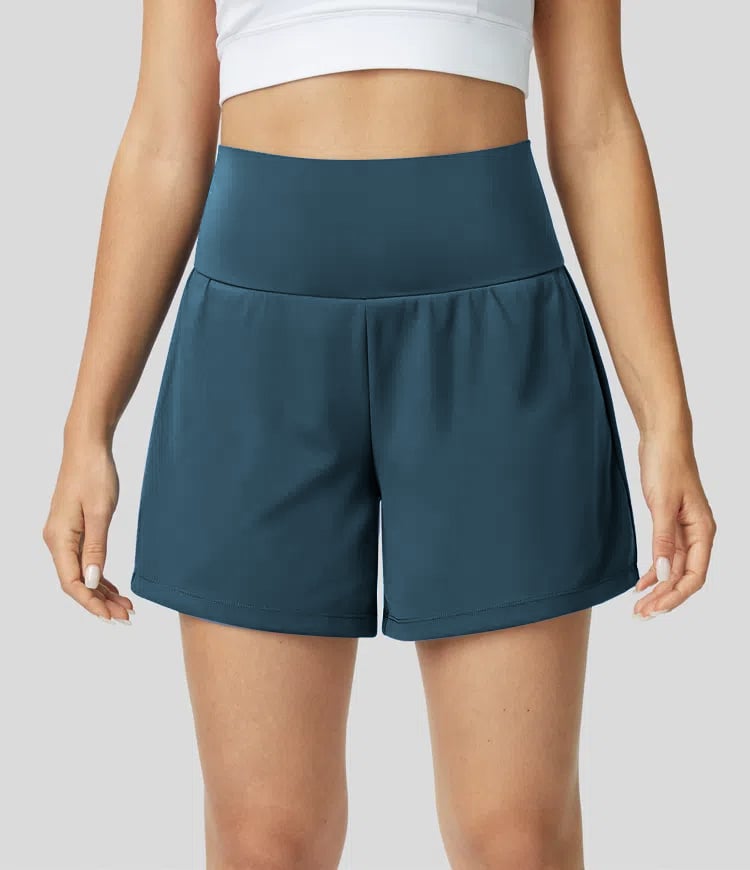 ⚡7 Packs for $24.98⚡Super High Waisted Back Pocket & Side Hidden Pocket 2-in-1 Yoga Shorts, 7/14 Color Sets