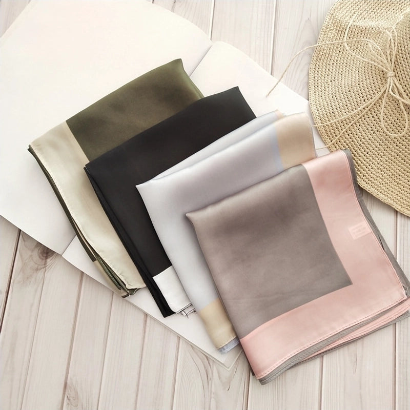Women's Elegant Color Block Satin Silk Scarf