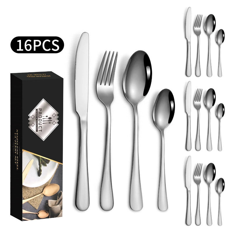 1010 Stainless Steel Tableware 24-piece Golden Steak Knife. Fork And Spoon Gift Box Western Tableware Suit