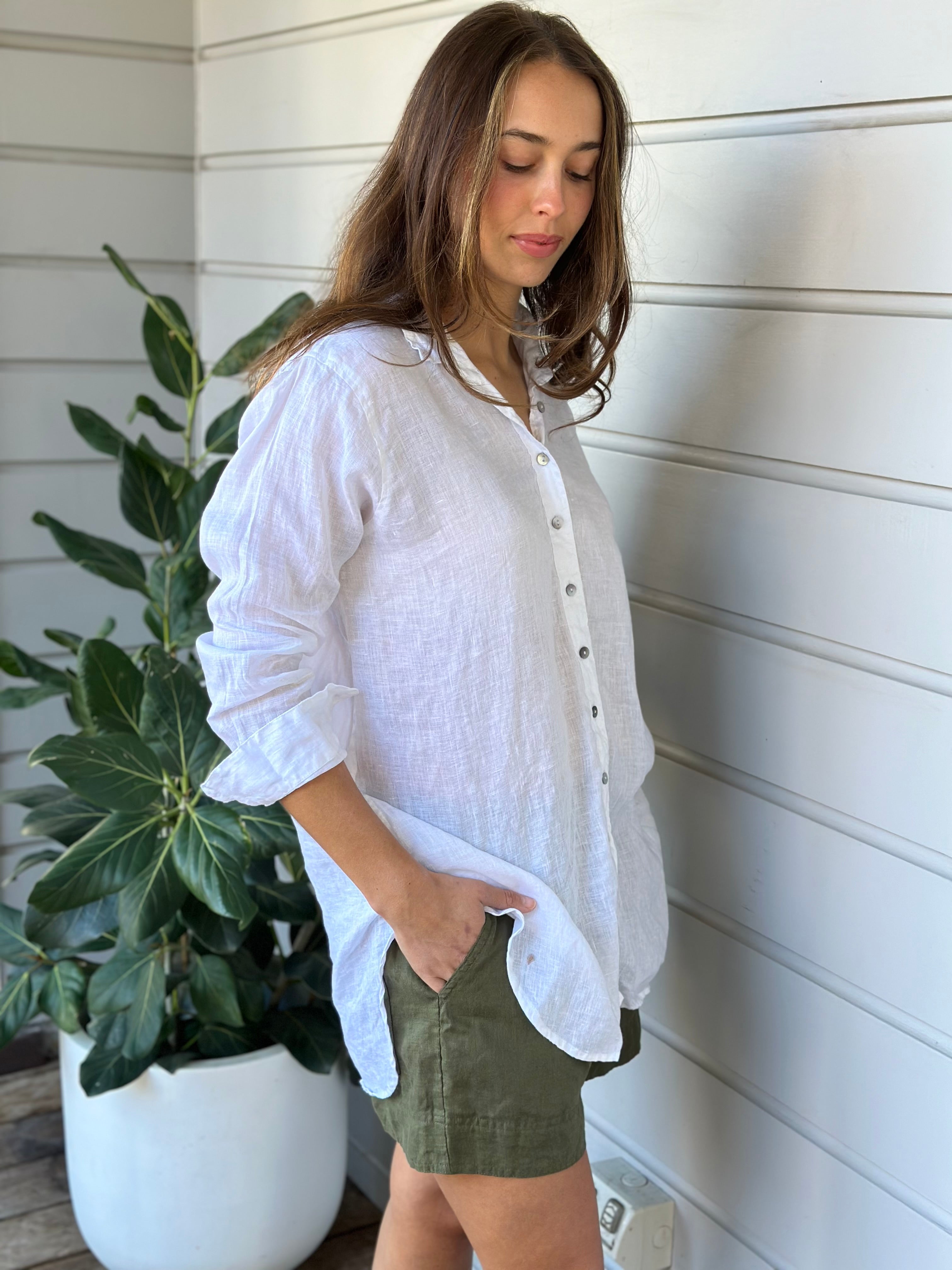 skyla shirt - white linen