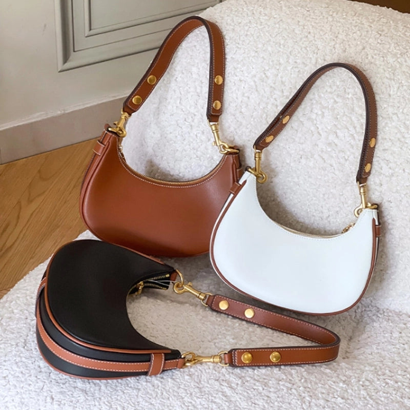 Women's Small All Seasons Pu Leather Solid Color Streetwear Dumpling Shape Zipper Shoulder Bag Underarm Bag