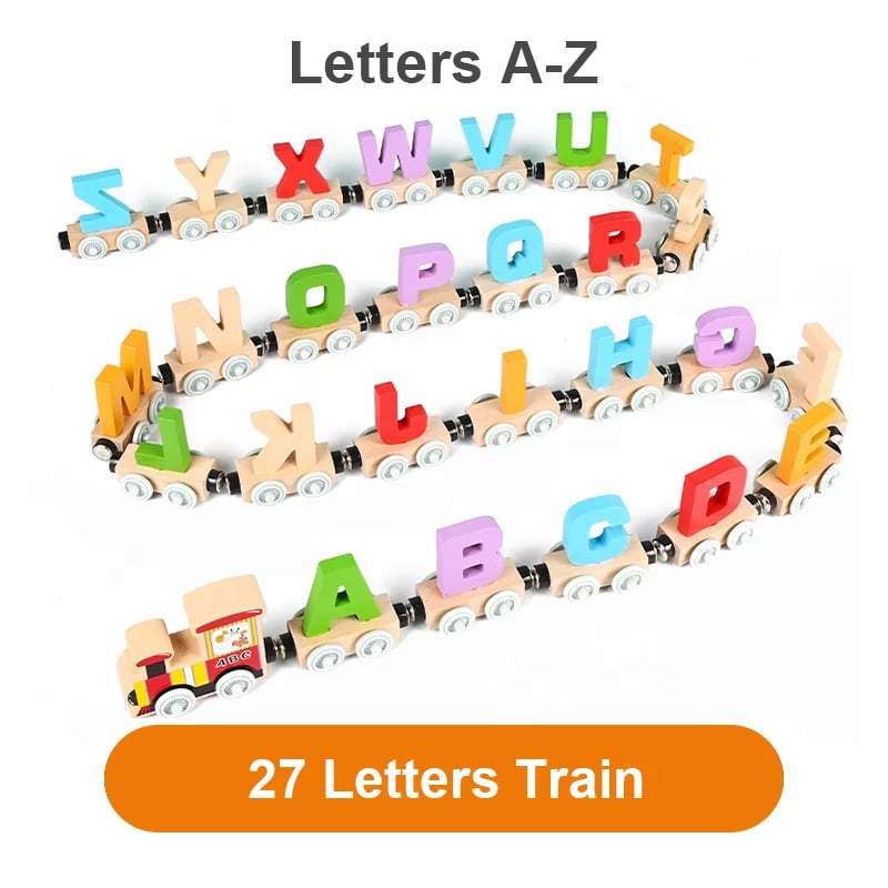 🔥 Numbers And Letters Magnetic Train Puzzle Wooden Toy Car