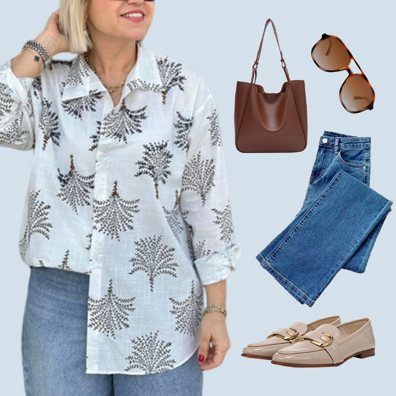 🍁Women's Casual Botanical Print Shirt✨