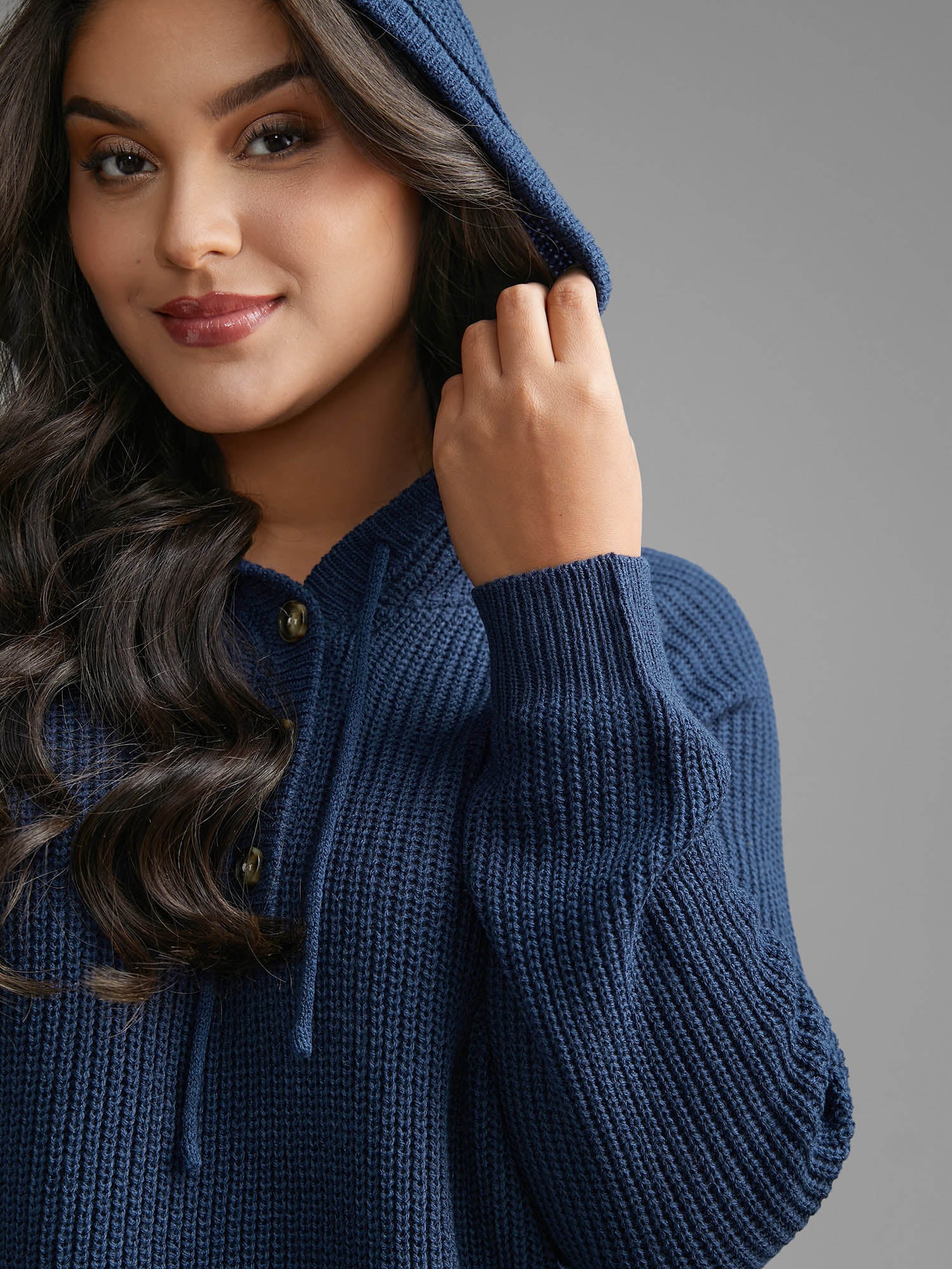 Plain Button Up Hooded Pullover