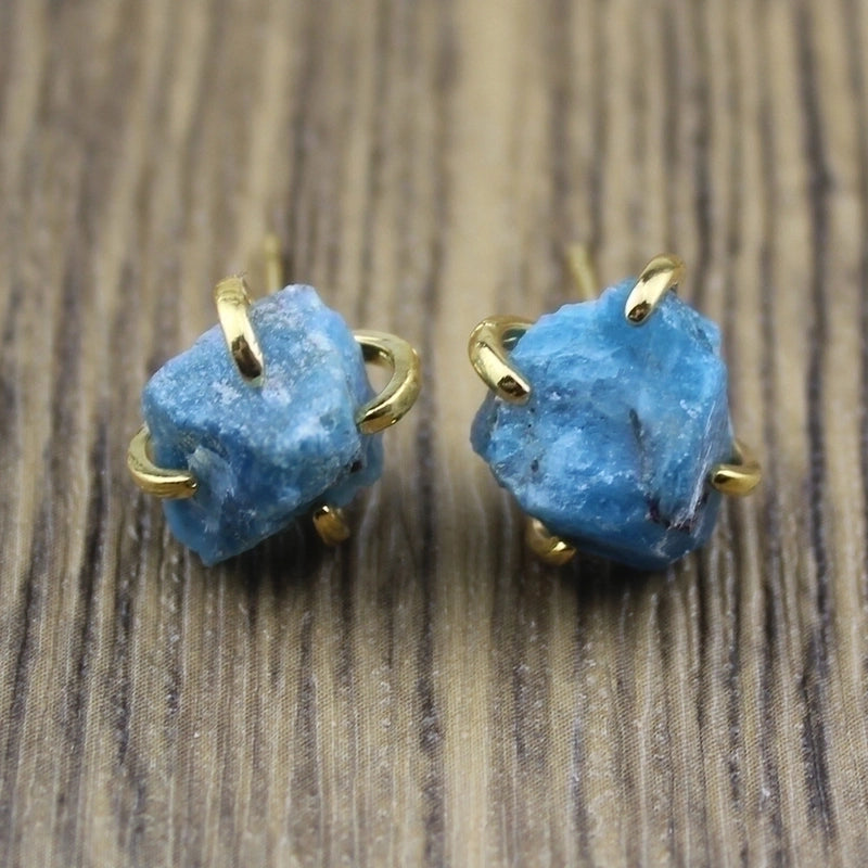 1 Pair Minimalist Irregular Inlay Gem Natural Stone Ear Studs