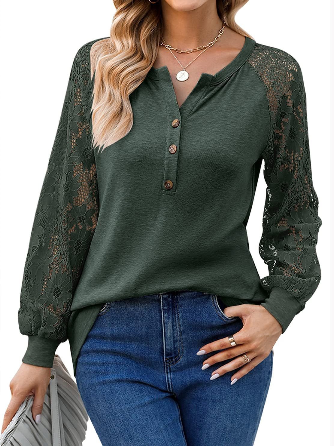 Women's Lace Stitching Long Sleeve T-Shirt