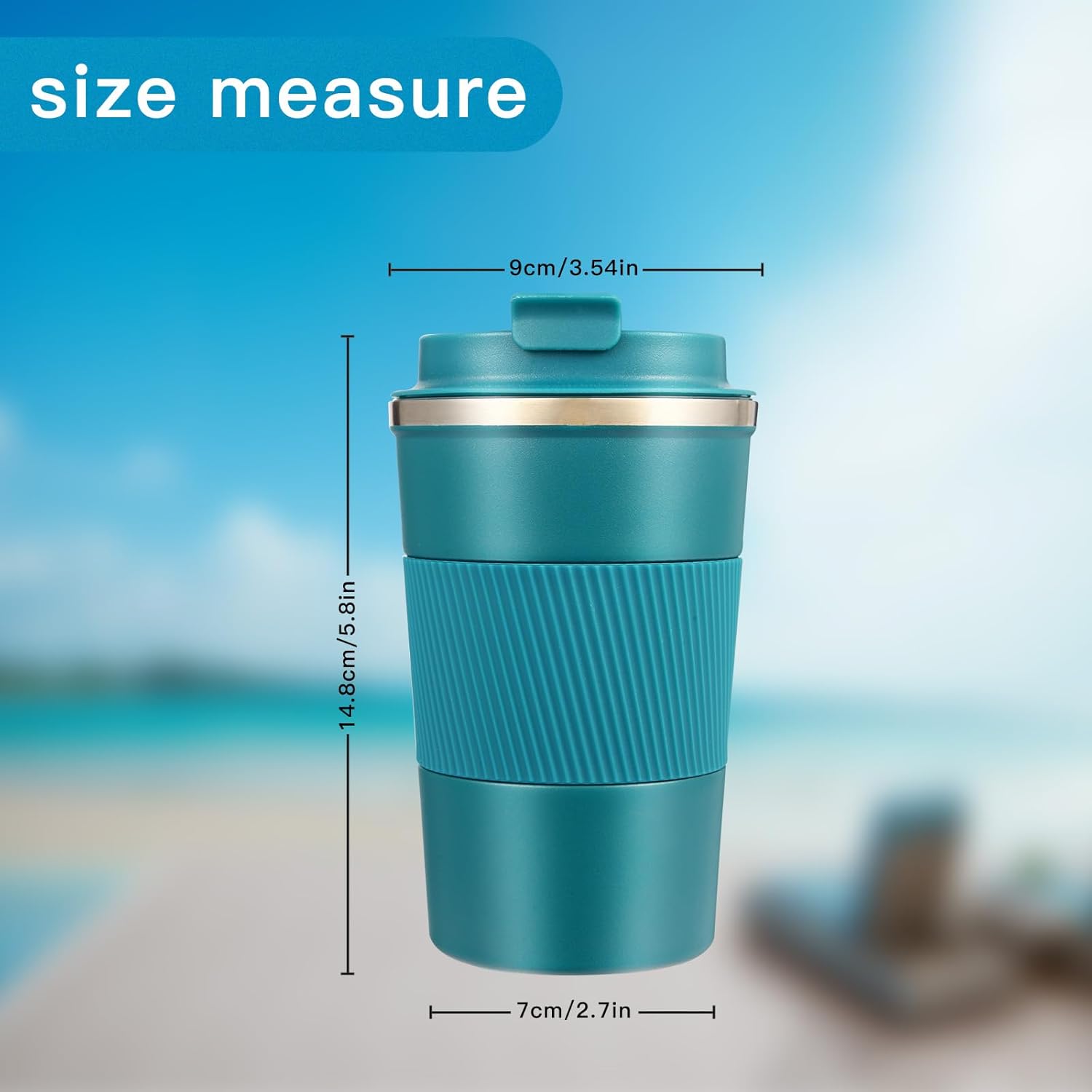 Senshuomy Travel Mug, Insulated Coffee Cup with Leakproof Lid, Reusable Coffee Cups Travel Cup, Stainless Steel thermaol Mug for Hot Cold Drinks (Green 380ml)