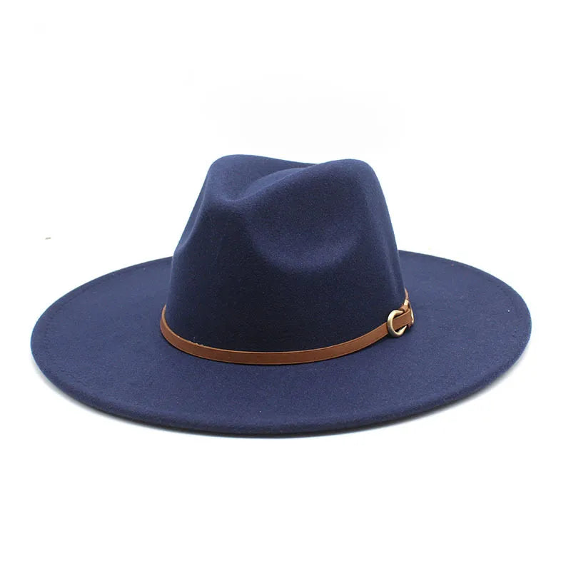 Fashion Autumn And Winter New Black Woolen Hat Jazz Hat For Men And Women 9.5cm