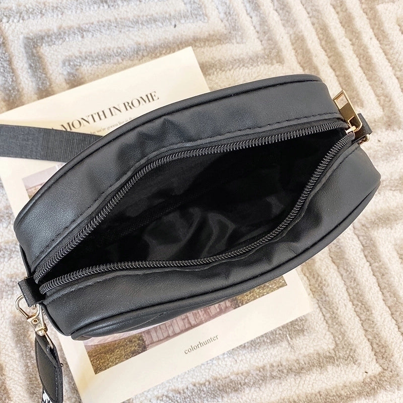 Women's Small Pu Leather Stripe Basic Classic Style Square Zipper Shoulder Bag Crossbody Bag Square Bag