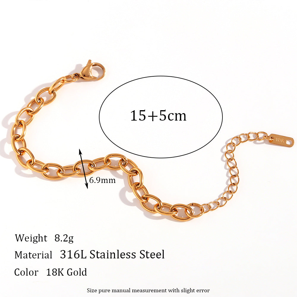 Minimalist Women Stripe Geometric Stainless Steel 18K Gold Plated Bracelets
