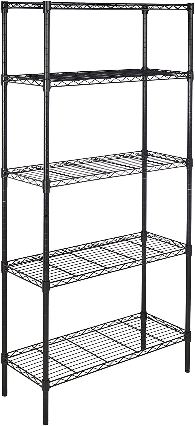 Amazon Basics 5-Shelf Adjustable Heavy Duty Steel Wire Rack Storage Shelving Organizer for Kitchen, Garage, 36
