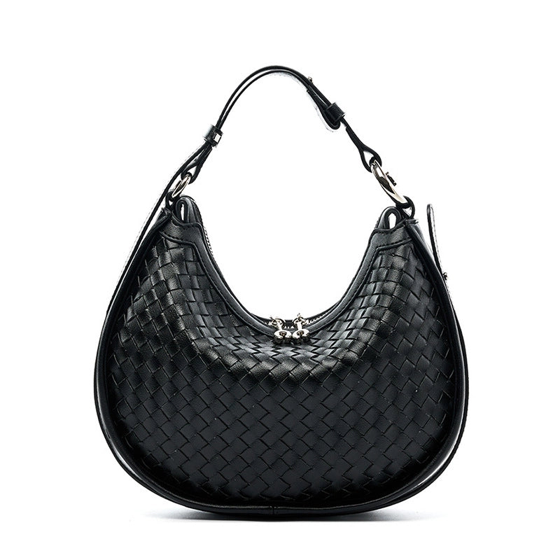 Women's Medium Two-Layer Cowhide Leather Solid Color Basic Classic Style Pillow Shape Zipper Underarm Bag