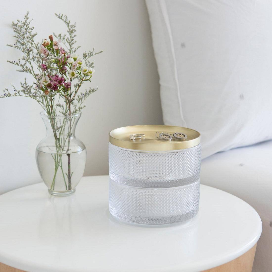 Tesora Storage Box - Glass Brass