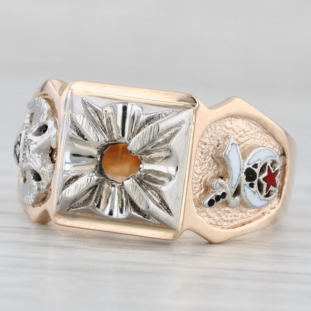 New Masonic Semi Mount Ring 10k Gold Shriners Scottish Rite Size 10.5