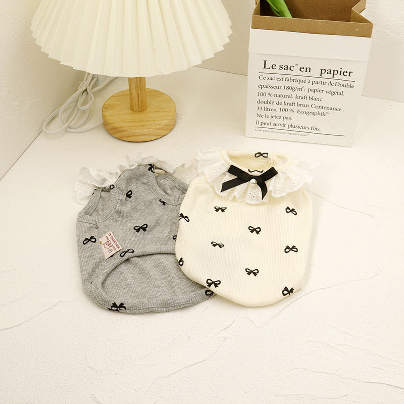 Sweet Pearl Bow Collar Dog Cat Vest
