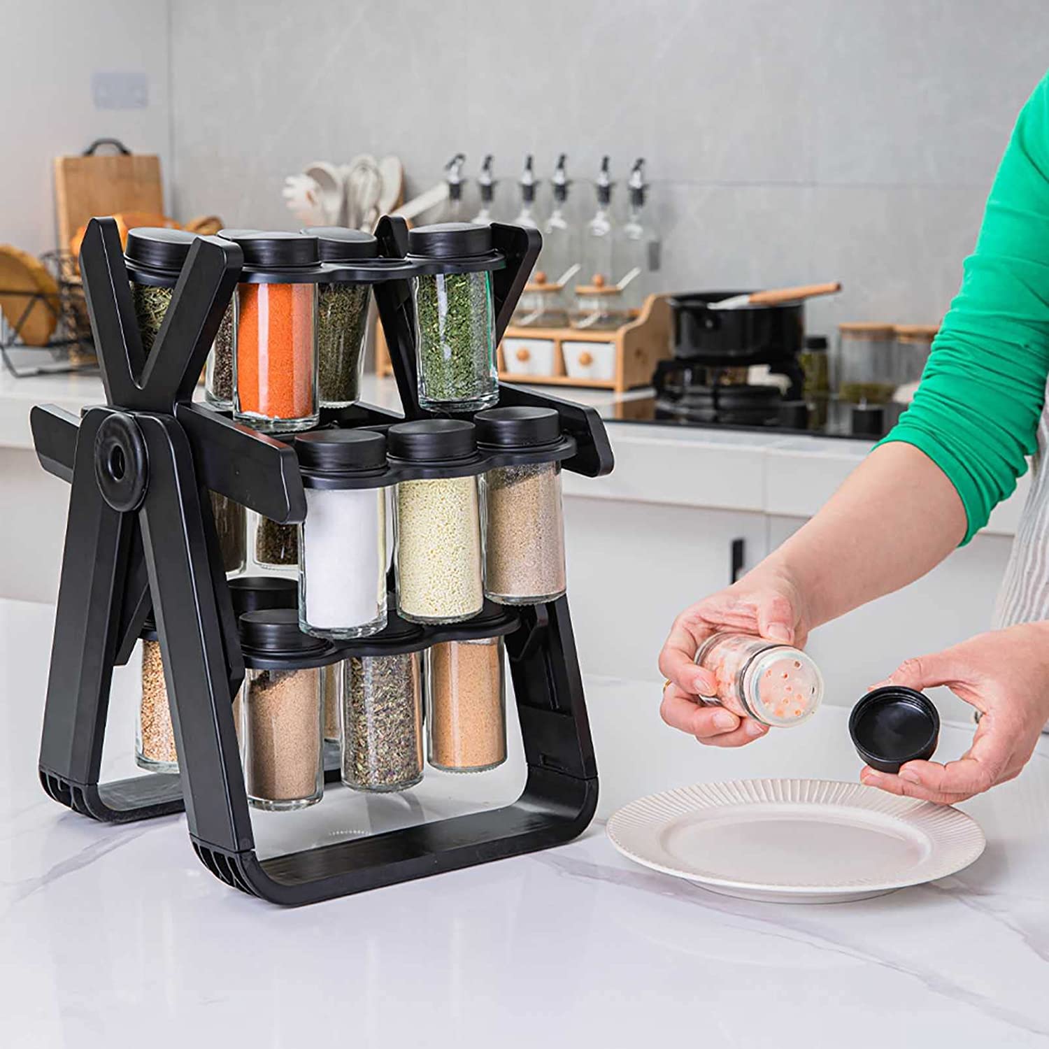 Rotating Spice Rack With 18Pcs Jar