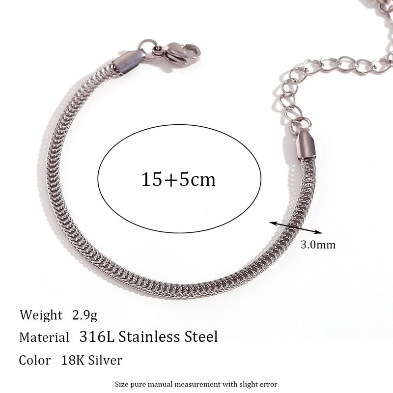 Minimalist Classic Style Oval 304 Stainless Steel Bracelets In Bulk