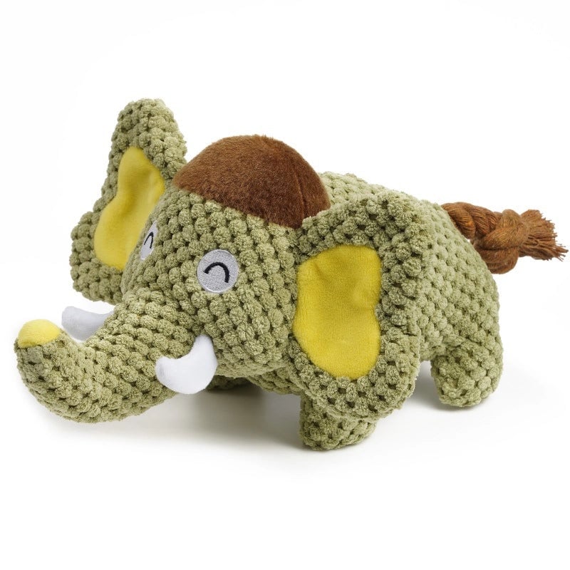 Pet Toy Cartoon Elephant Animal Shape Airbag Sound Interactive Plush Dog Dog Toy Multi-function