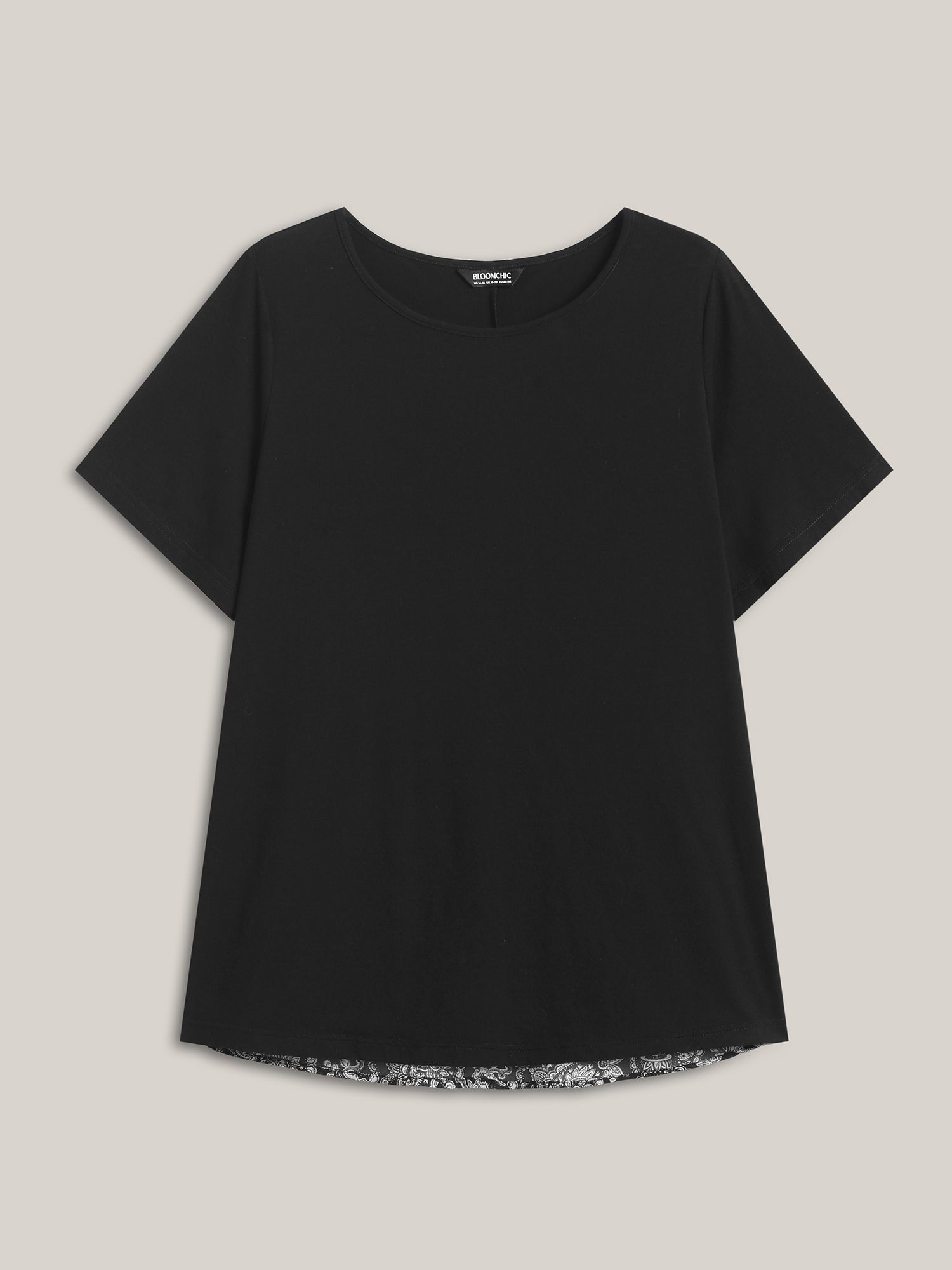 Paisley Print Crew Neck Spliced T-Shirt