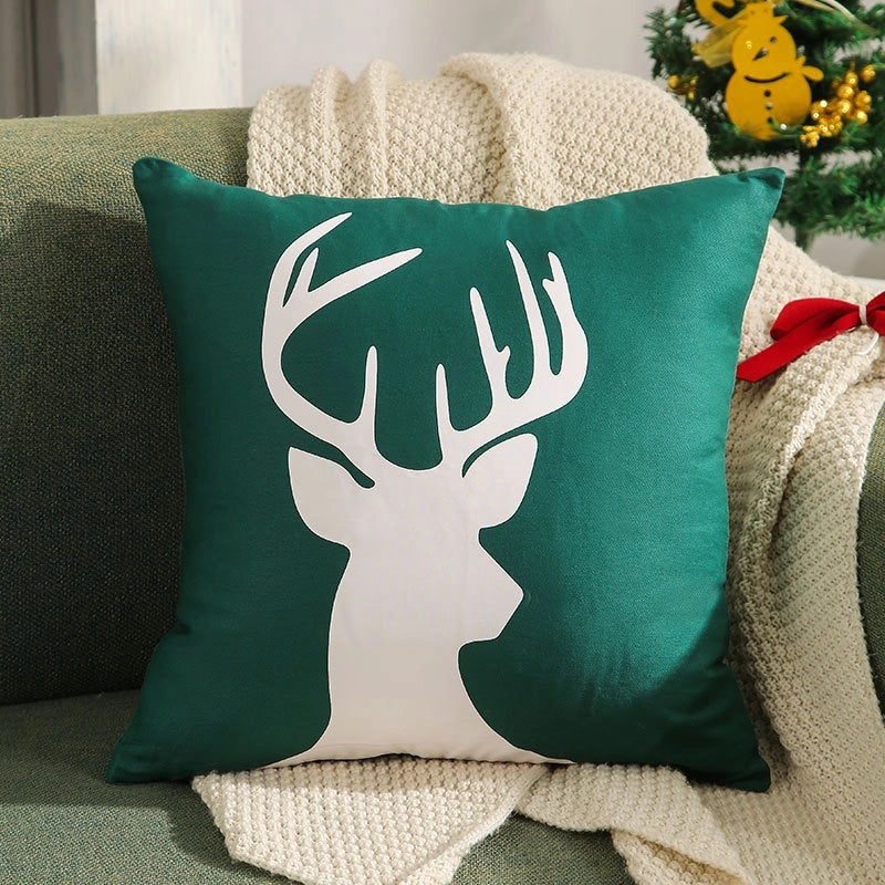 Fashion Christmas Tree Elk Short Plush Pillow Cases