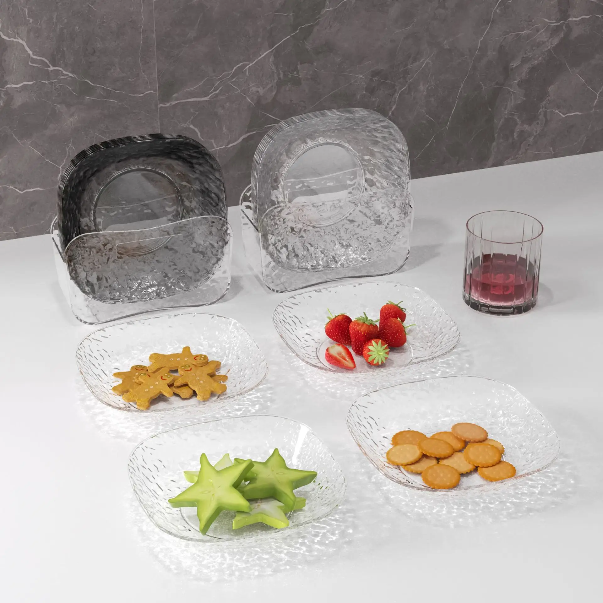 LUXURY 8 PIECE PLATE SET DISH SMALL FRUIT & SNACK PLATE