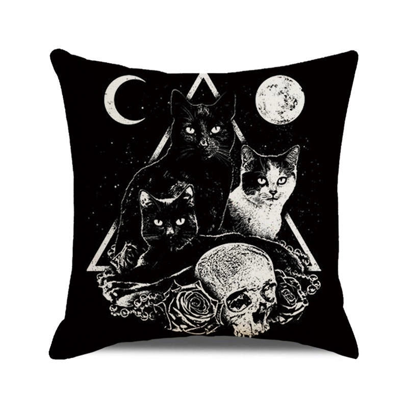 Halloween Retro Punk Palm Skull Cotton Pillow Cases Couch & Sofa Decor