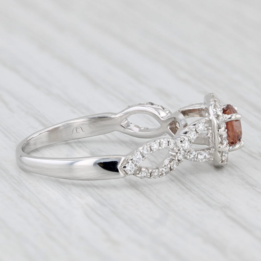 1.08ctw Brown Zircon Diamond Halo Ring 14k White Gold Size 7.25 Engagement