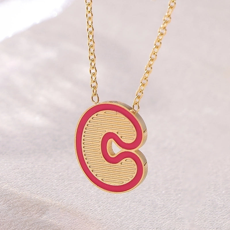 Sweet Minimalist Artistic Letter Stainless Steel Enamel Plating Pendant Necklace