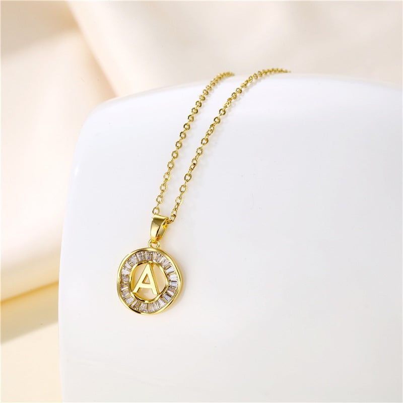 Natural Letter Text Number Stainless Steel Electroplating Necklaces