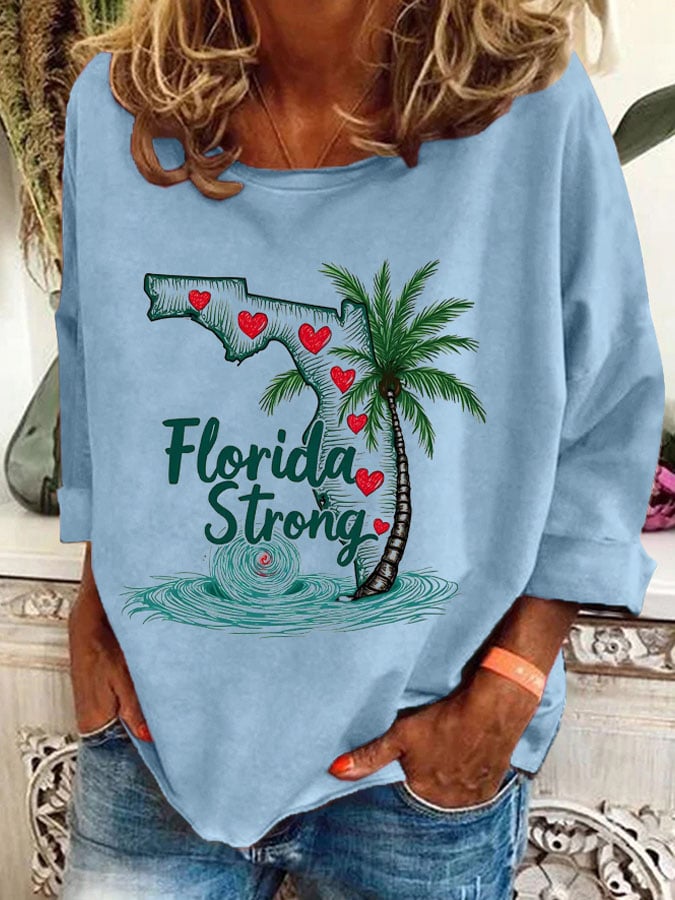 Women's Florida Hurricane Milton Print Loose Sweatshirt