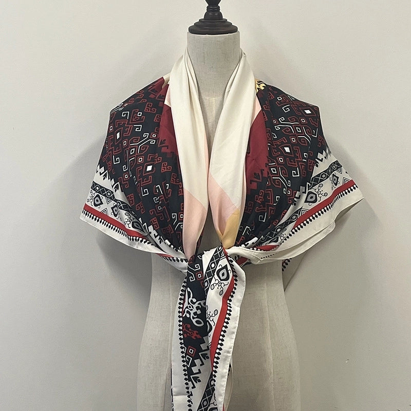Women's Elegant Minimalist Plant Polyester Silk Scarf
