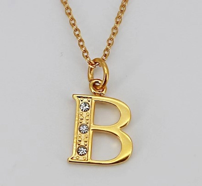Minimalist Letter 304 Stainless Steel Rhinestones Inlay Stainless Steel Necklaces