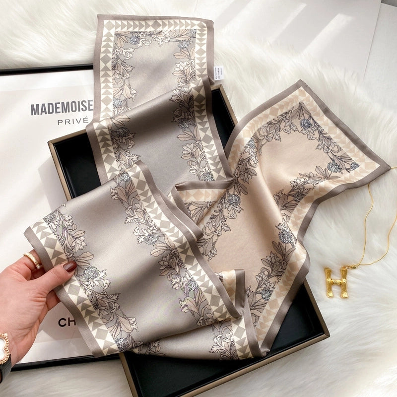 Women's Fashion Flower Silk Printing Silk Scarves
