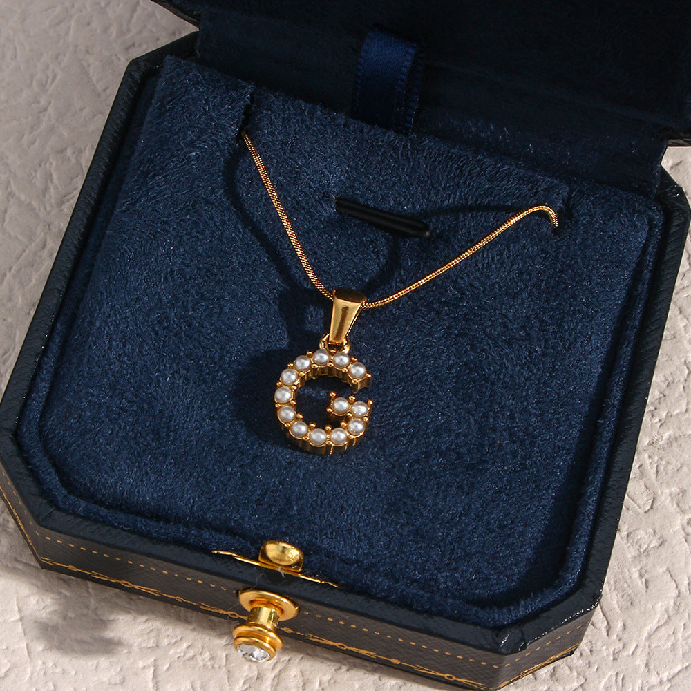 Fashion Letter Number Text Stainless Steel 18K Gold Plated Necklaces