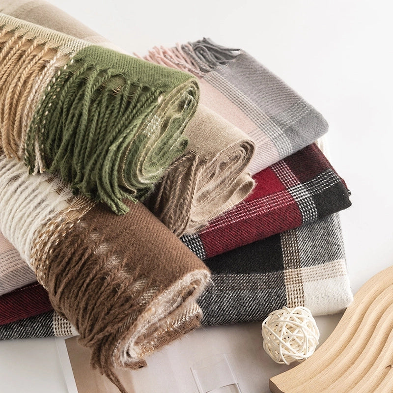 Unisex Casual Lattice Imitation Cashmere Scarf