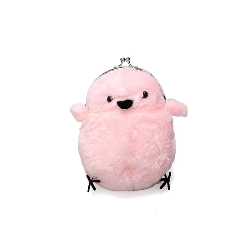 Small Plush Animal Oval Buckle Crossbody Bag