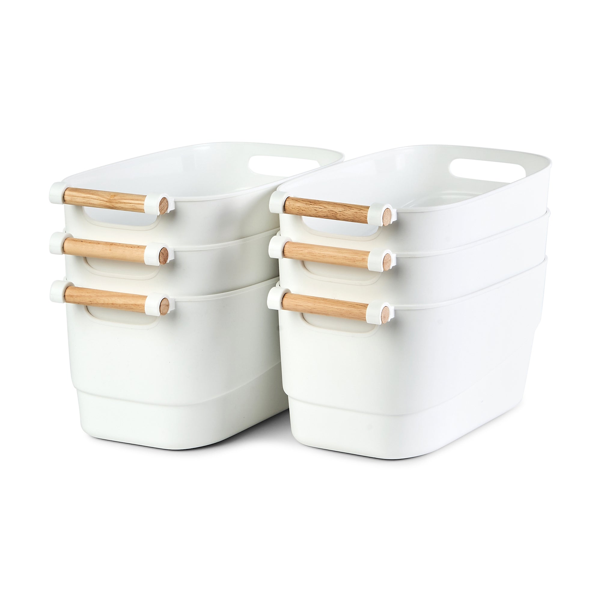 Storage Tub w/ Wooden Handle - 6 Set Medium