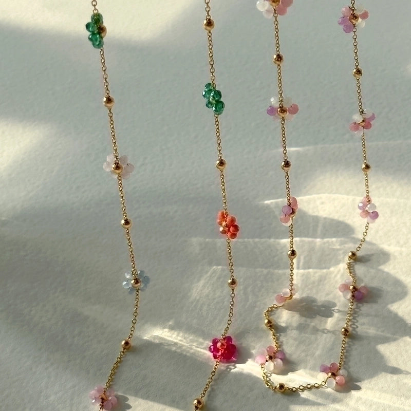 Minimalist Water Droplets Flower Titanium Steel Patchwork Jewelry Set