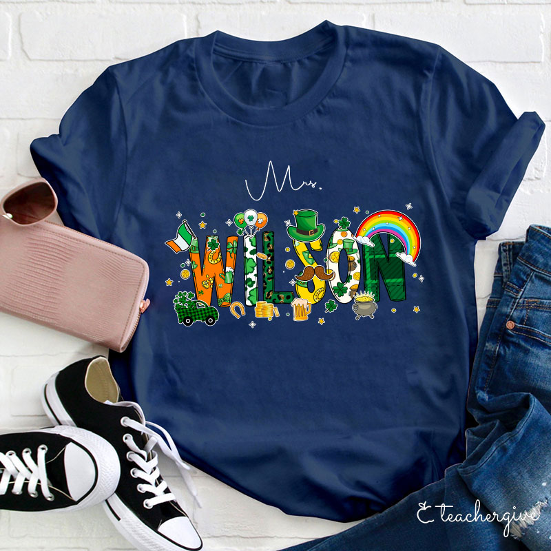 Personalized Name St Patrick's Day Teacher T-Shirt