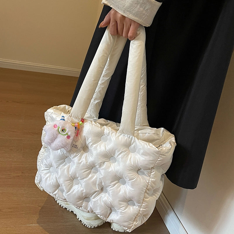 Women's Medium Cloth Solid Color Classic Style Square Zipper Tote Bag